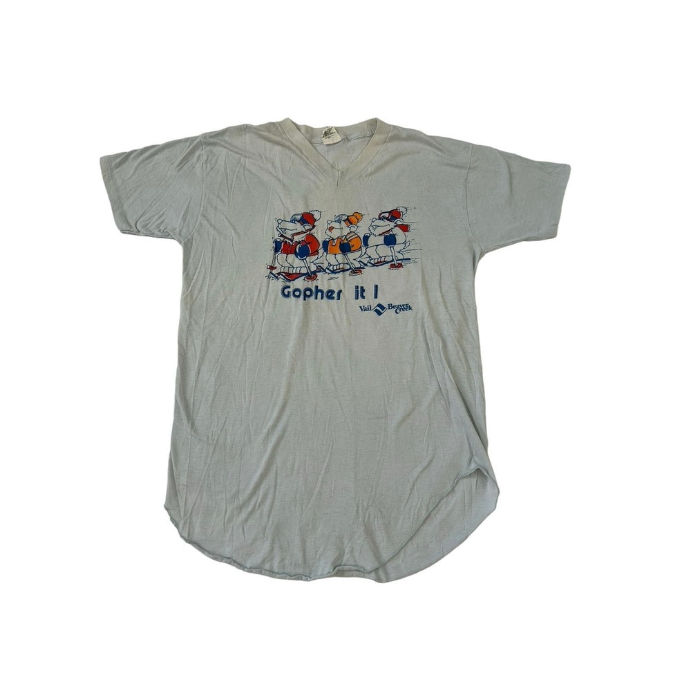 Vintage 70s 80s Vail Beaver Creek Ski Gophers USA Large Single Stitch Shirt VTG